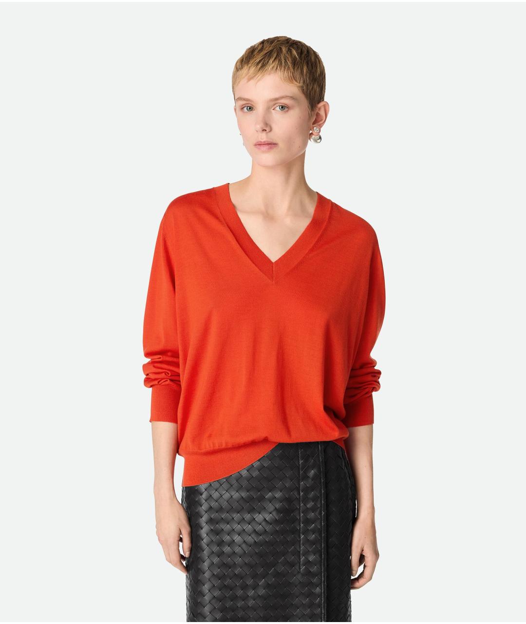 BOTTEGA VENETA Оранжевый кашемировый джемпер / свитер, фото 2