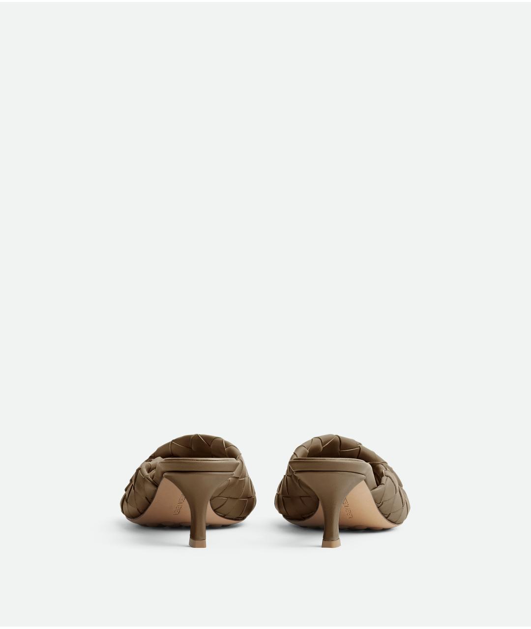 BOTTEGA VENETA Коричневые кожаные мюли, фото 3