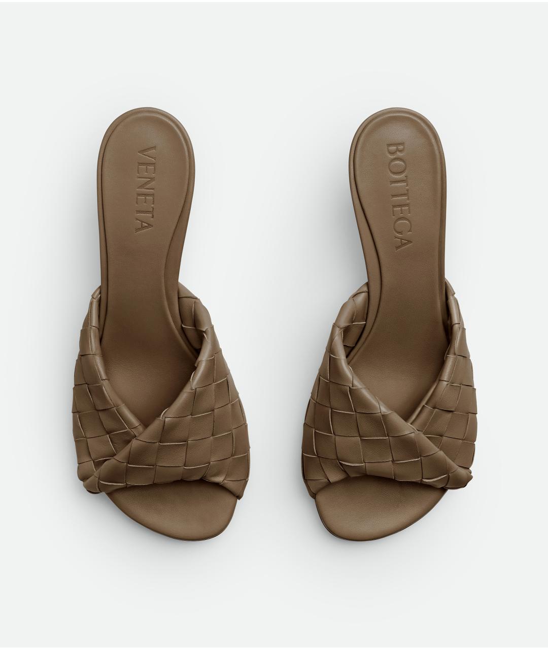 BOTTEGA VENETA Коричневые кожаные мюли, фото 4