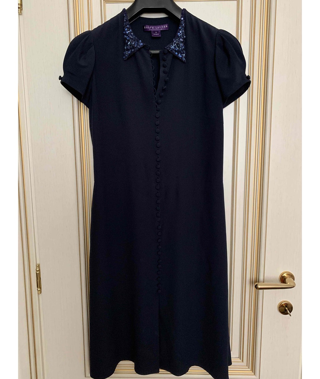 RALPH LAUREN COLLECTION Темно-синее шелковое коктейльное платье, фото 5