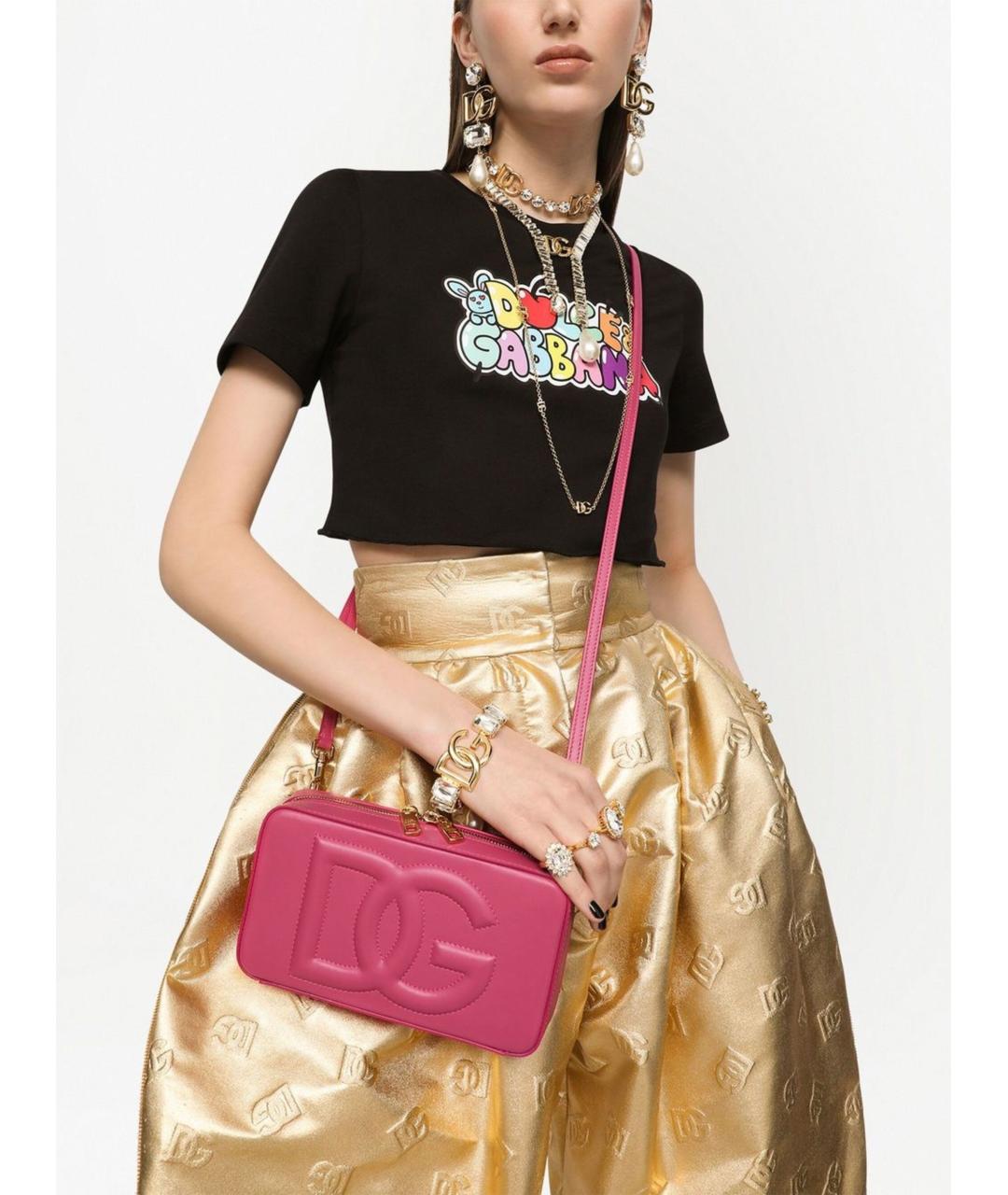 DOLCE&GABBANA Фуксия кожаная сумка через плечо, фото 2