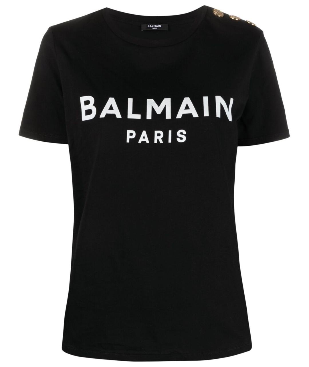 BALMAIN Черная хлопковая футболка, фото 1