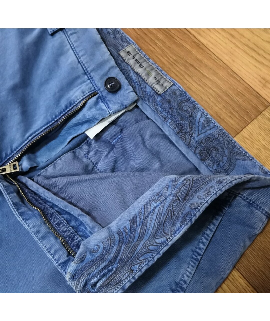 ETRO Голубые хлопко-эластановые брюки чинос, фото 4