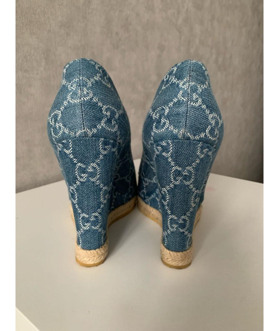 GUCCI Голубые текстильные туфли, фото 4