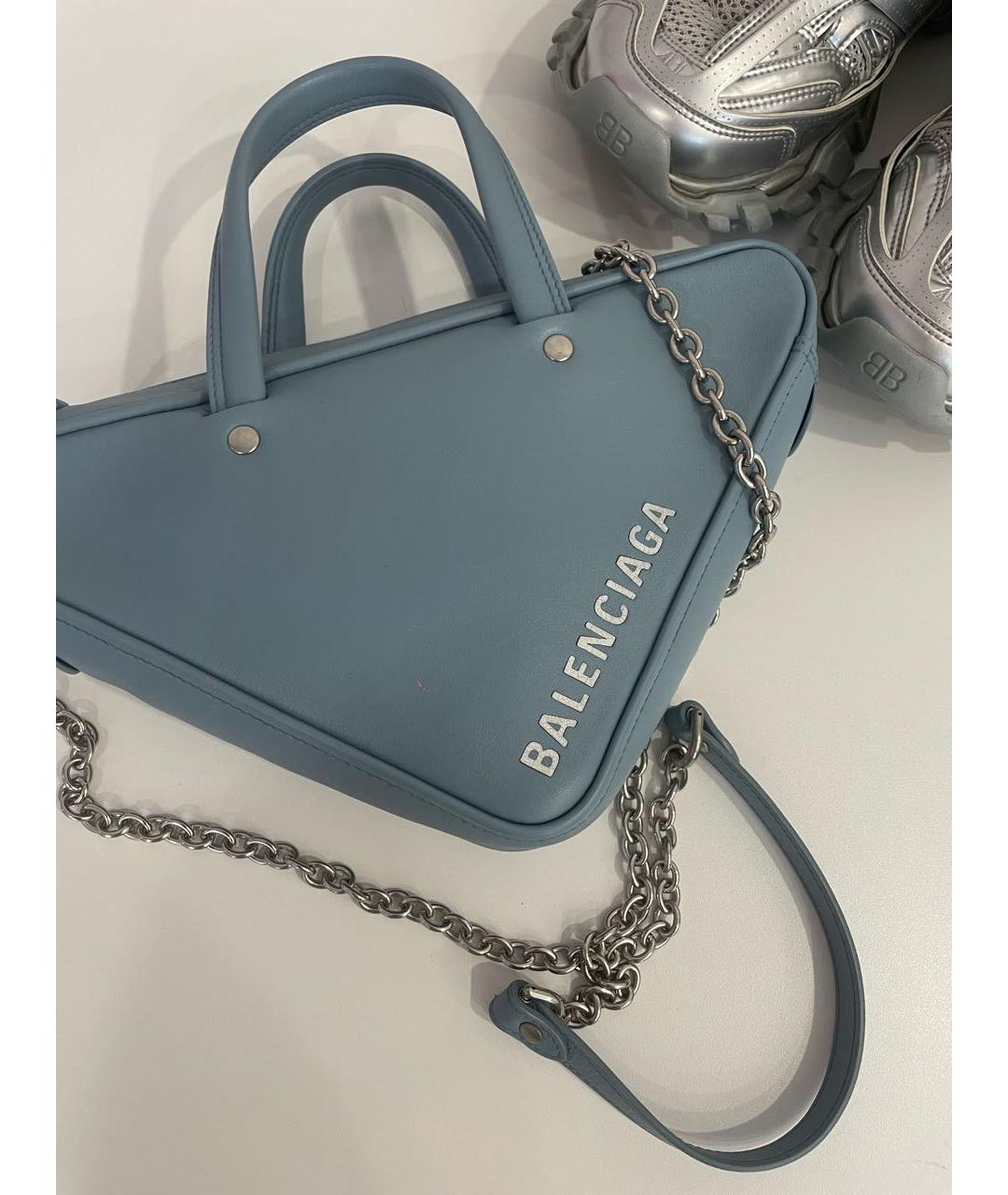 BALENCIAGA Голубая кожаная сумка с короткими ручками, фото 2