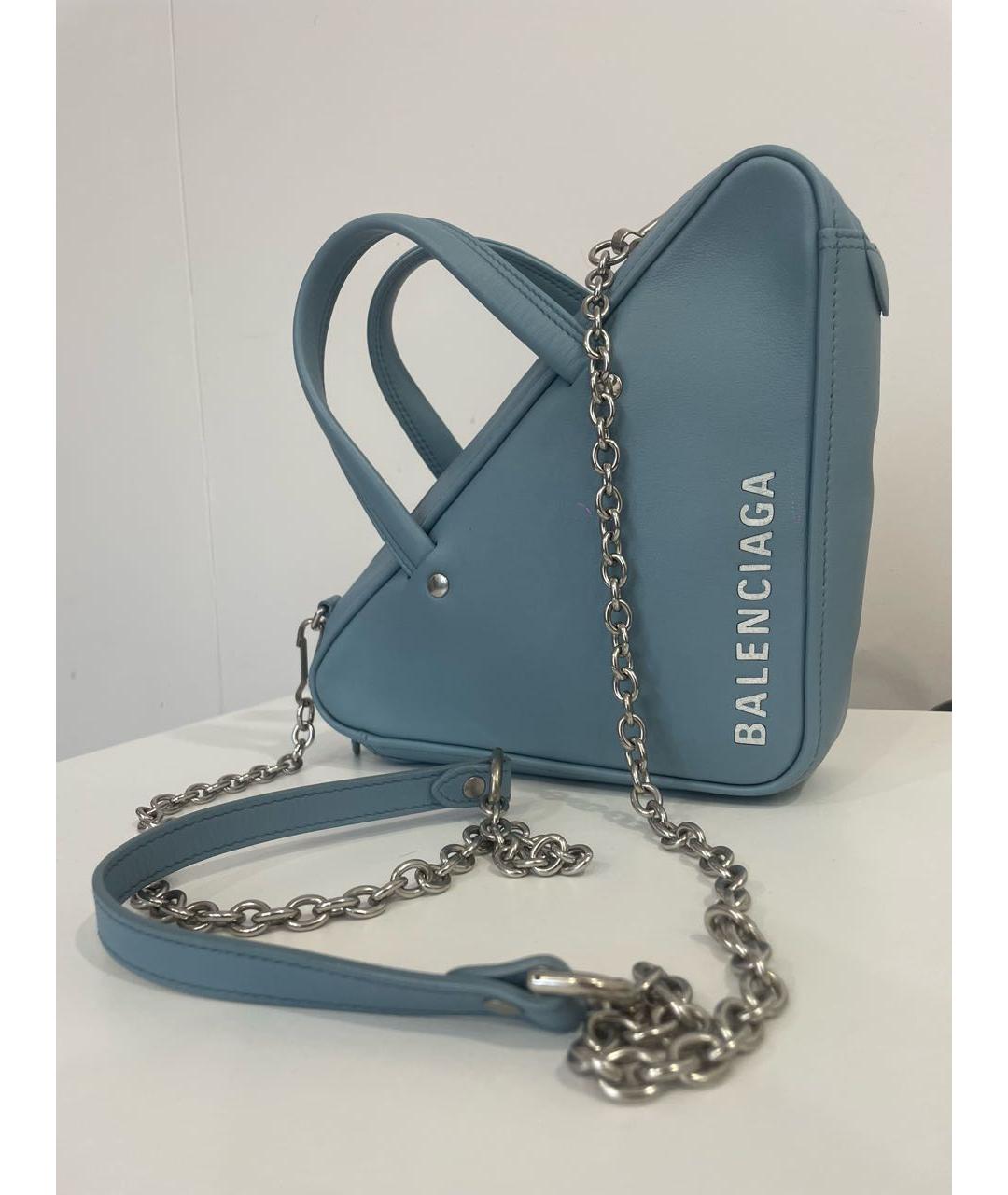 BALENCIAGA Голубая кожаная сумка с короткими ручками, фото 4