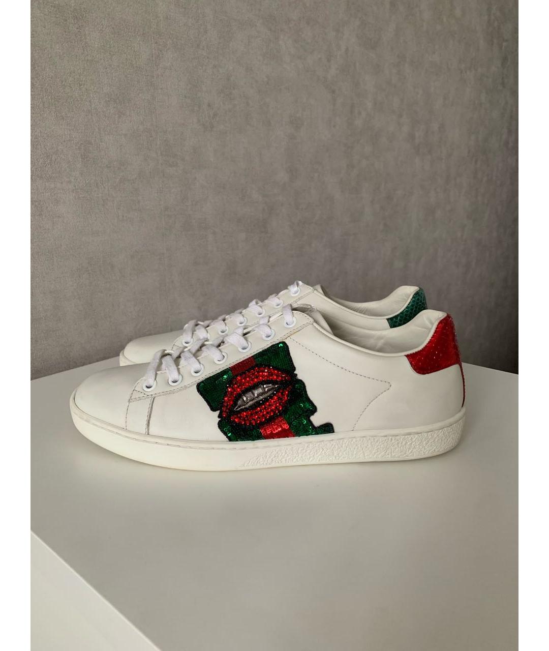 GUCCI Белые кожаные кеды, фото 3