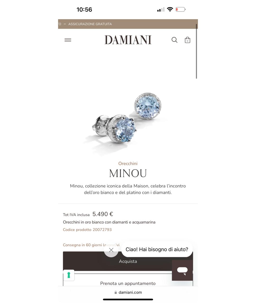 DAMIANI Голубые серьги из белого золота, фото 7