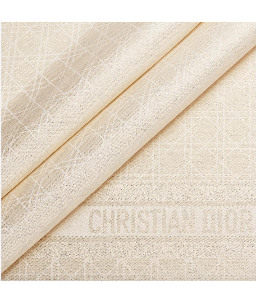 CHRISTIAN DIOR Бежевый шелковый платок, фото 3