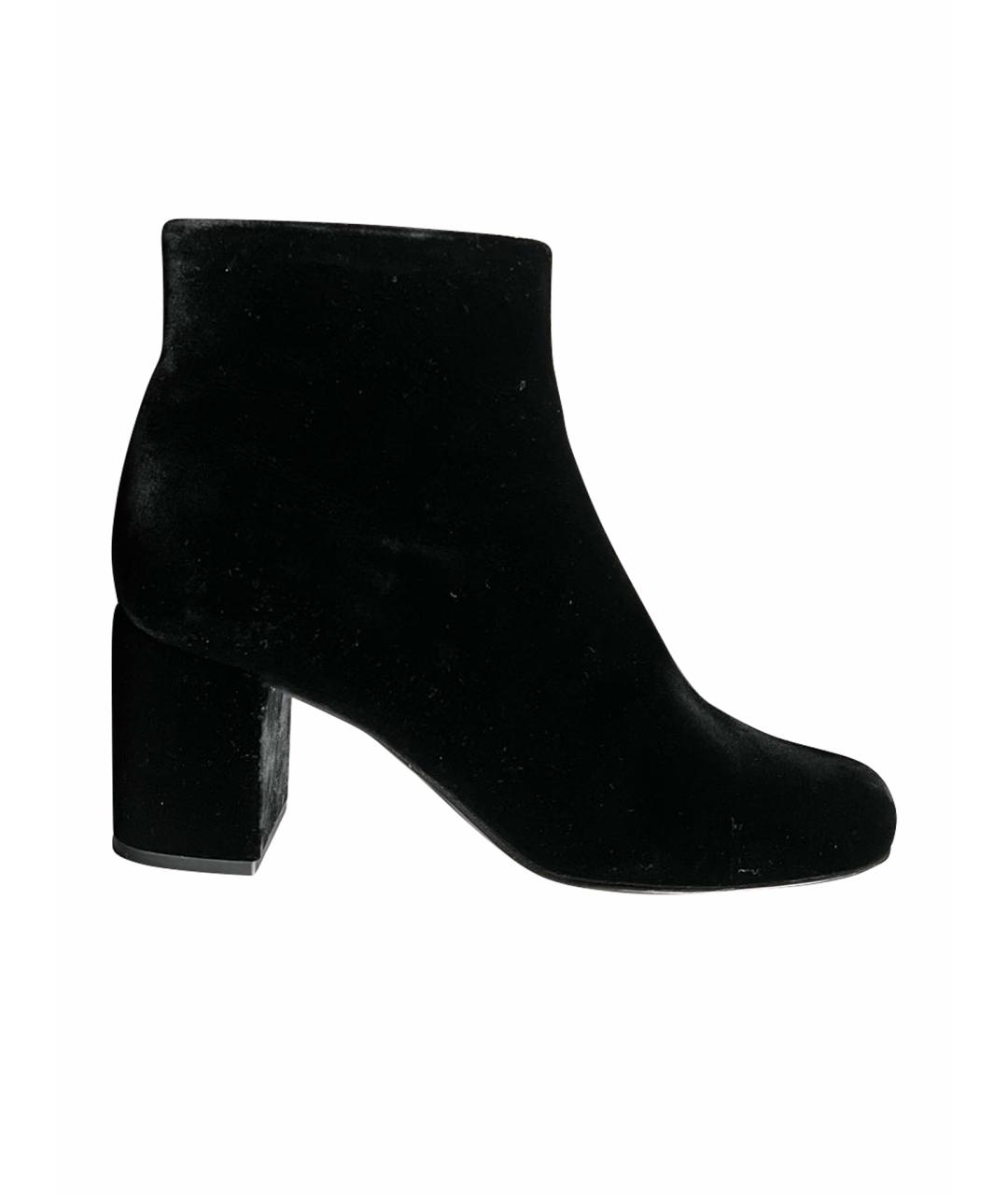 SAINT LAURENT Черные бархатные ботильоны, фото 1