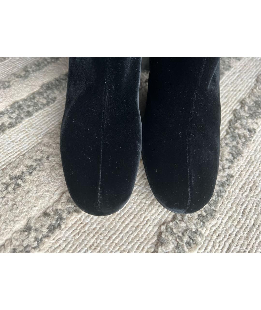 SAINT LAURENT Черные бархатные ботильоны, фото 6