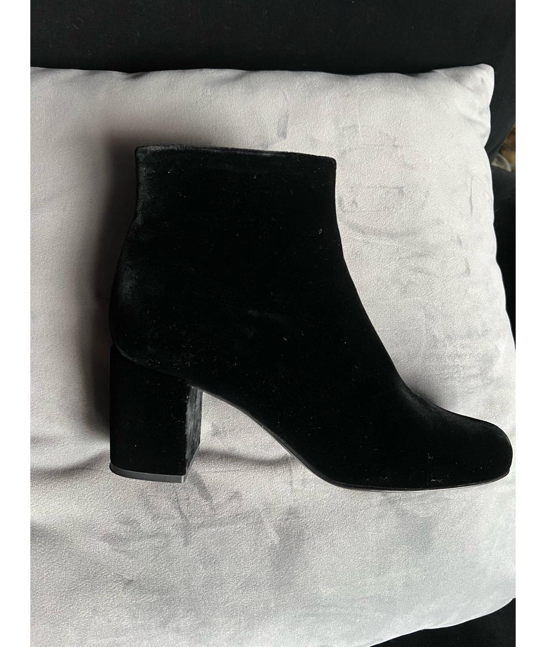 SAINT LAURENT Черные бархатные ботильоны, фото 8