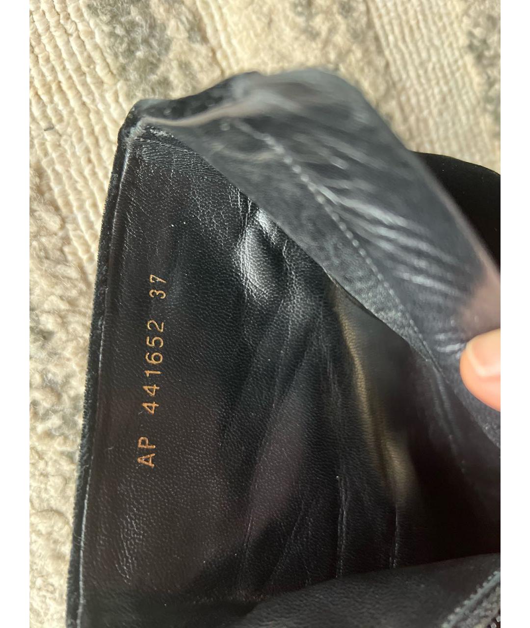 SAINT LAURENT Черные бархатные ботильоны, фото 5