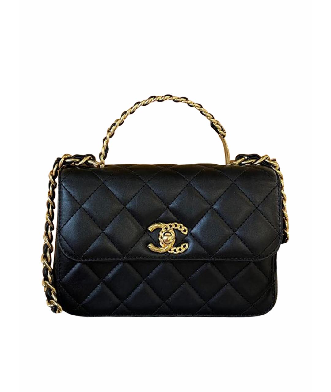 CHANEL Черная кожаная сумка с короткими ручками, фото 1