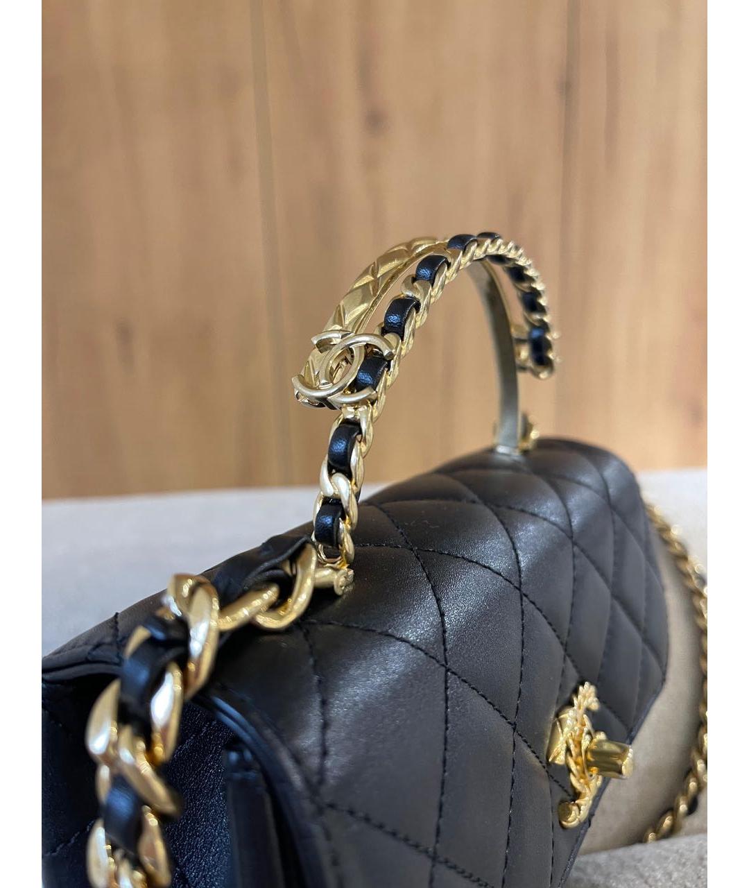 CHANEL Черная кожаная сумка с короткими ручками, фото 2