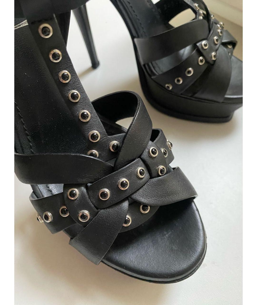 SAINT LAURENT Черные кожаные босоножки, фото 8