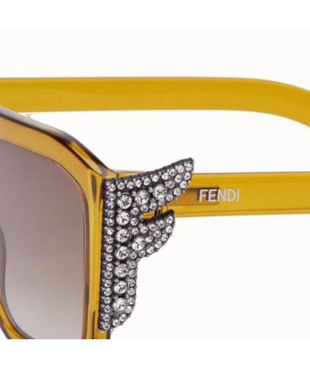 FENDI Желтые пластиковые солнцезащитные очки, фото 4