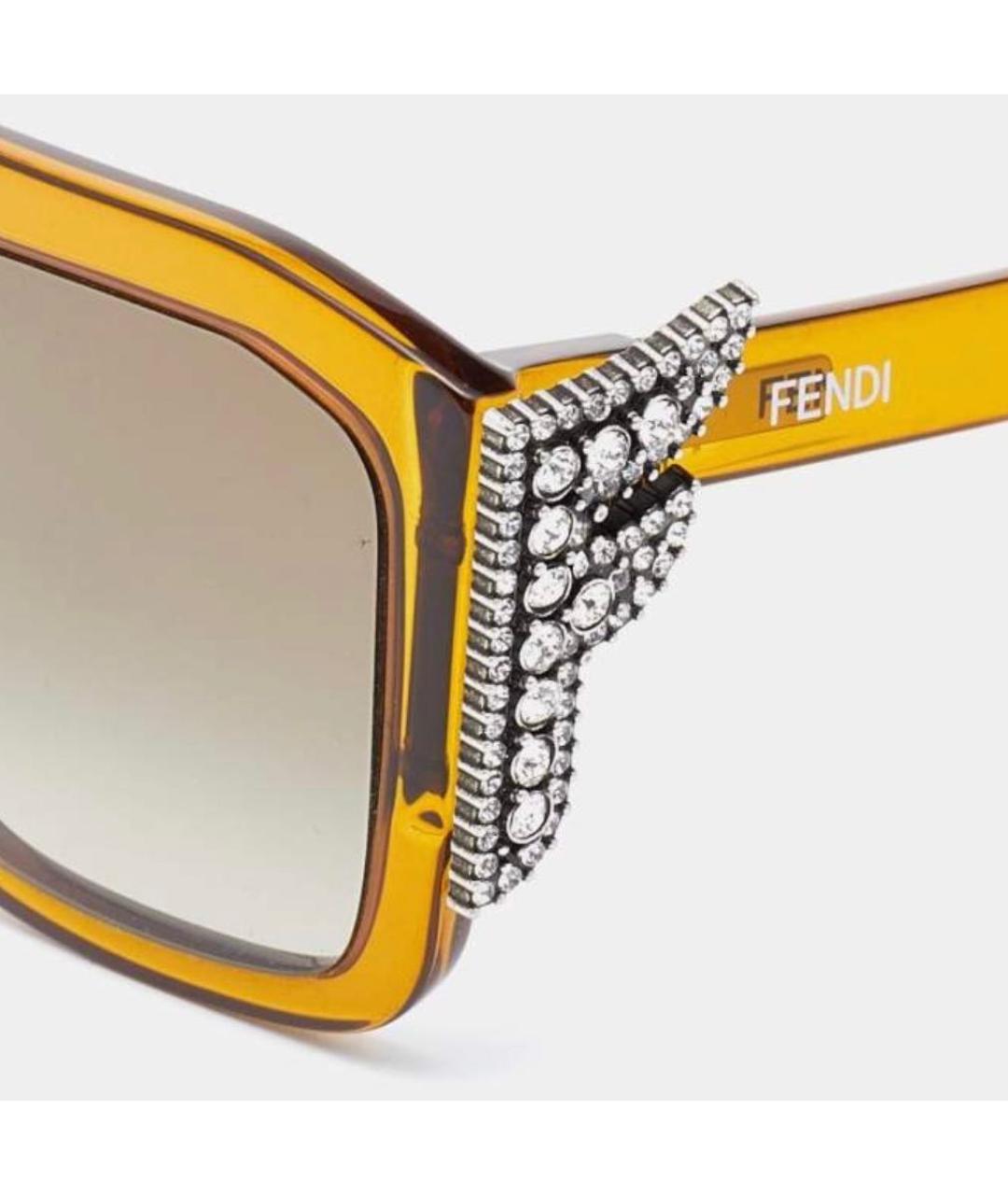 FENDI Желтые пластиковые солнцезащитные очки, фото 3