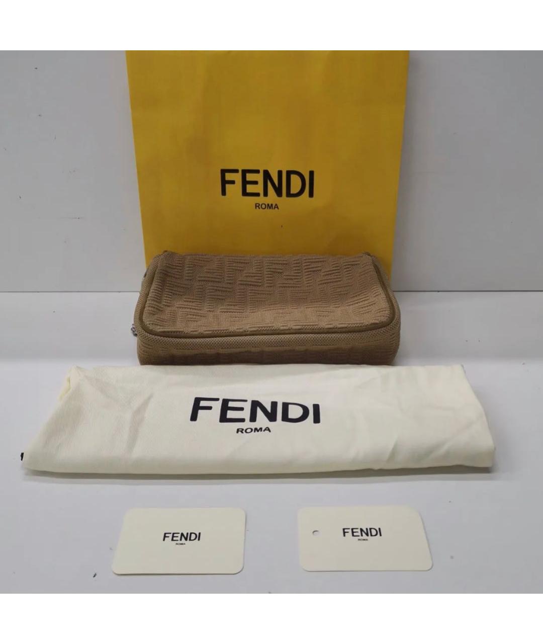 FENDI Бежевая тканевая сумка через плечо, фото 3