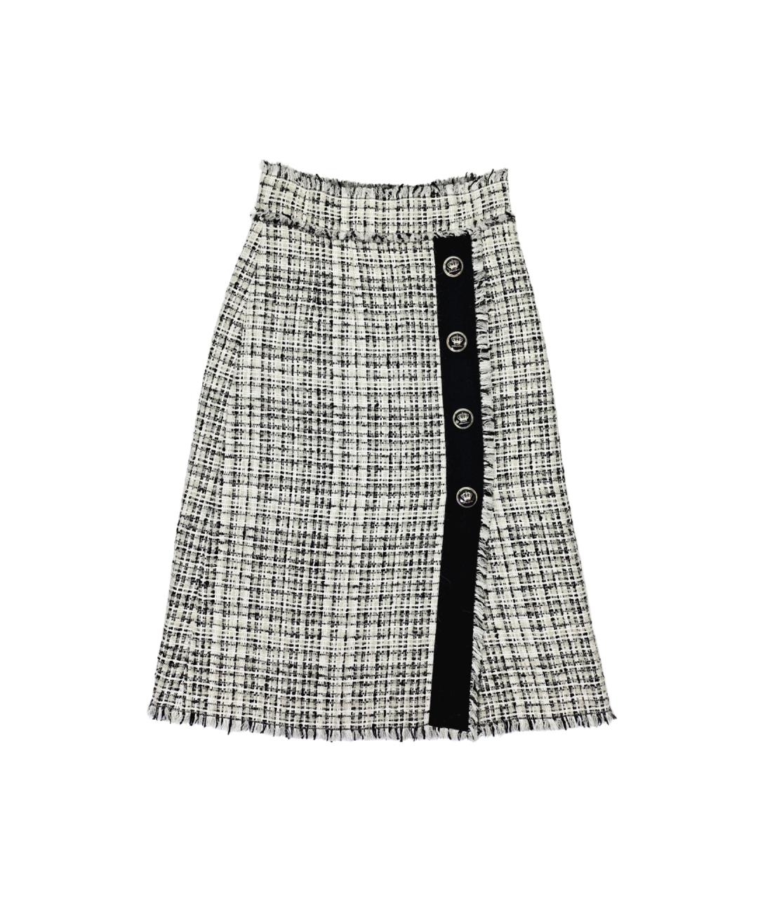 DOLCE&GABBANA Белая шерстяная юбка миди, фото 1
