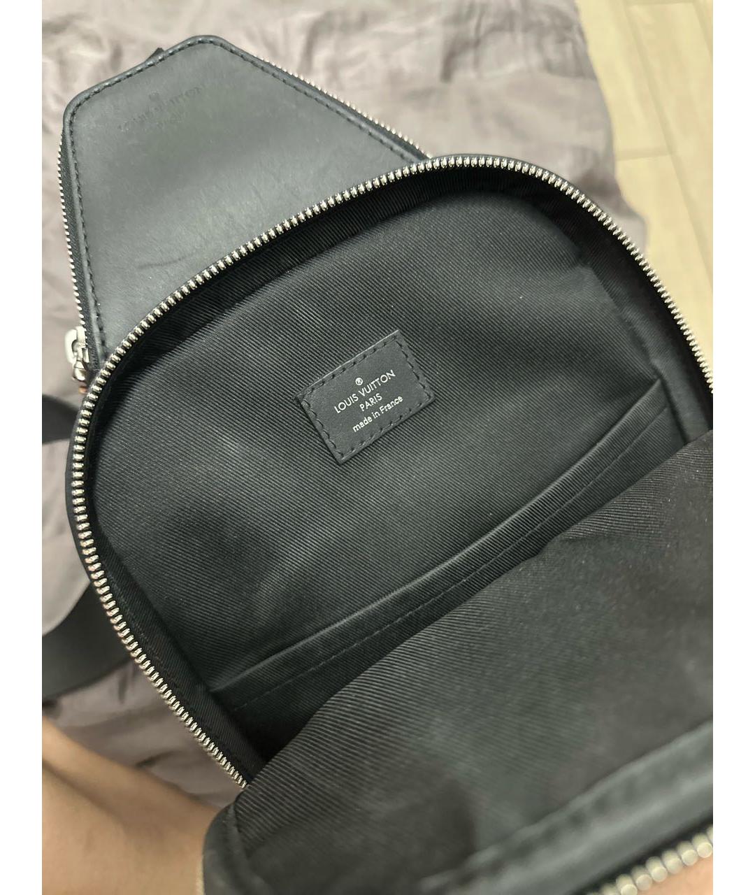 LOUIS VUITTON Черная кожаная сумка на плечо, фото 4