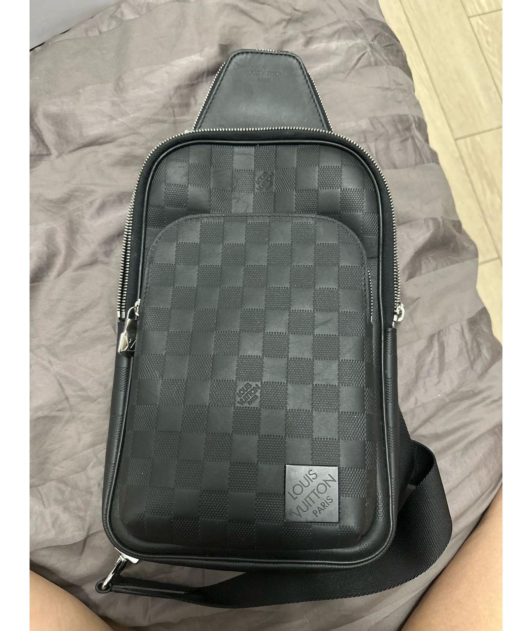 LOUIS VUITTON Черная кожаная сумка на плечо, фото 7