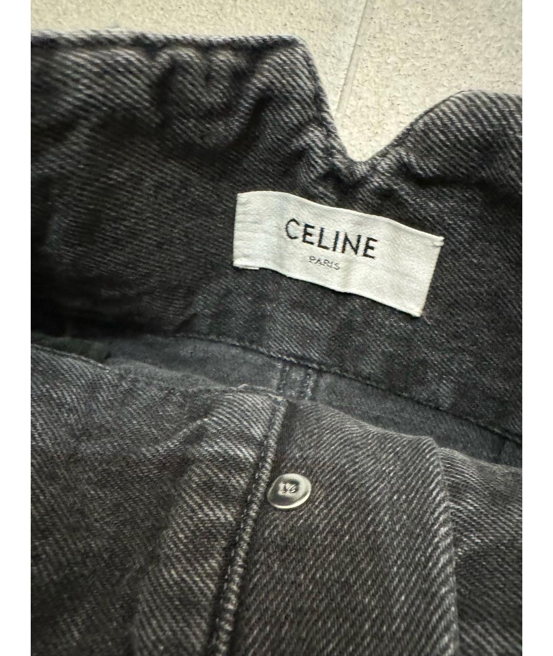 CELINE Антрацитовые хлопковые прямые джинсы, фото 3