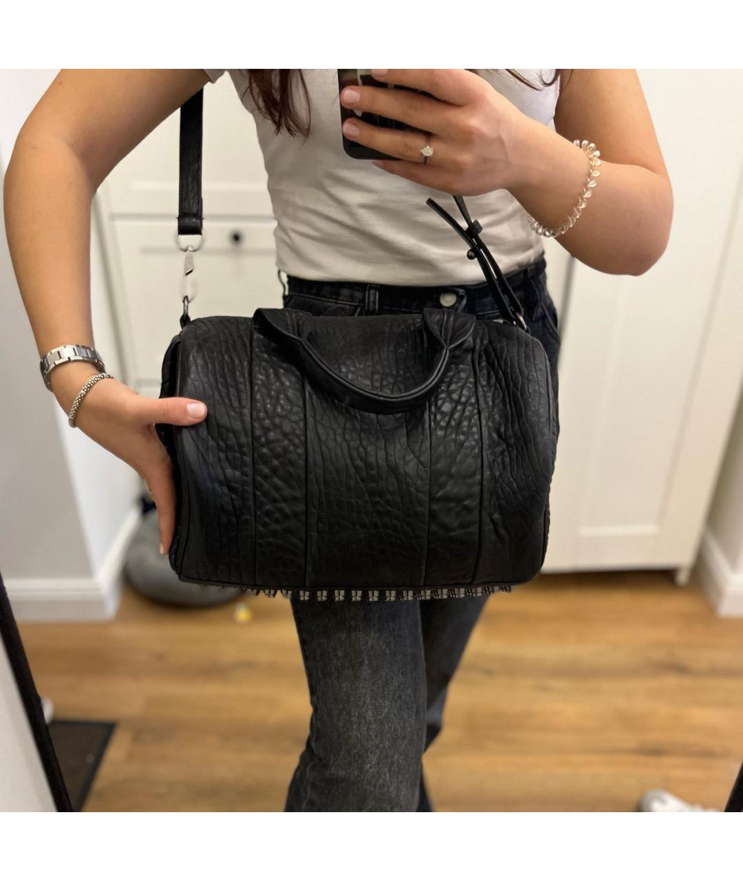 ALEXANDER WANG Черная кожаная сумка тоут, фото 3