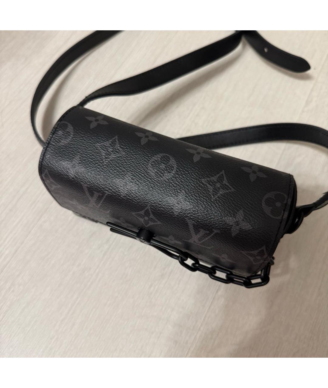 LOUIS VUITTON Черная кожаная сумка на плечо, фото 2
