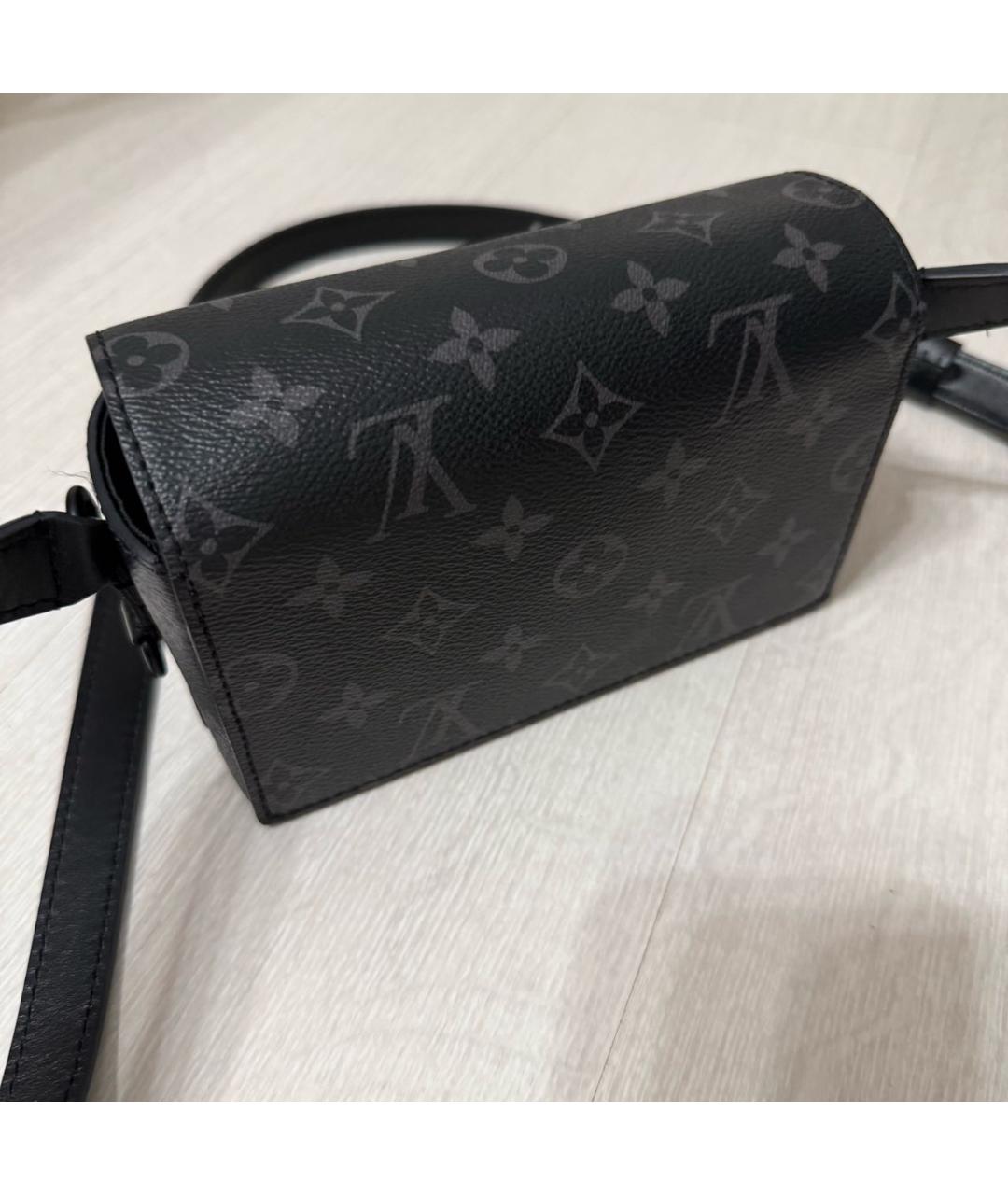 LOUIS VUITTON Черная кожаная сумка на плечо, фото 3