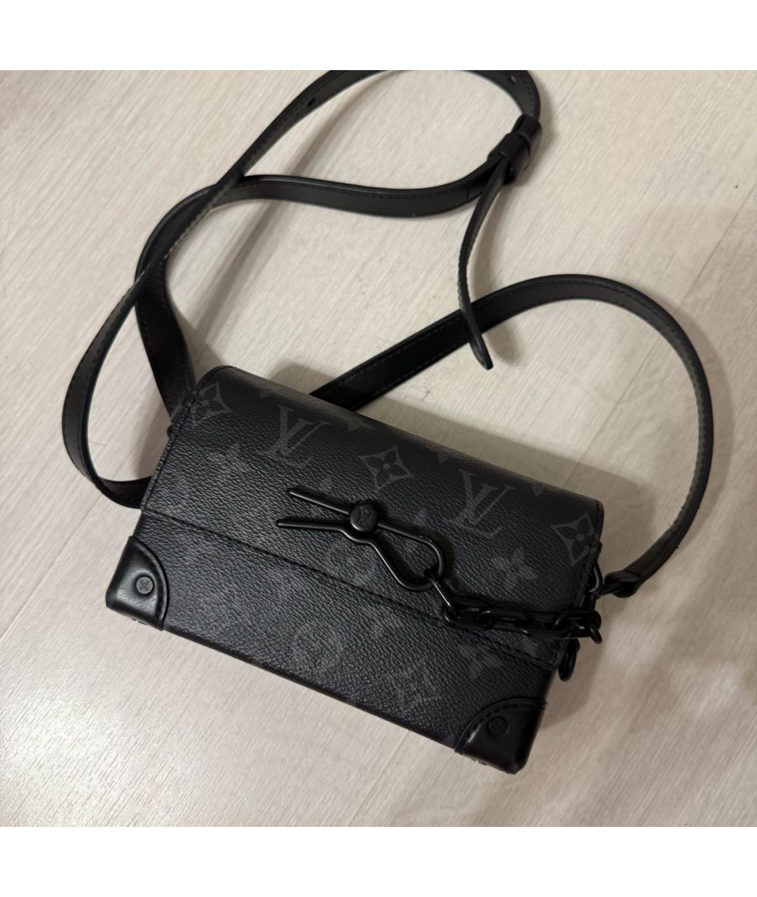 LOUIS VUITTON Черная кожаная сумка на плечо, фото 5