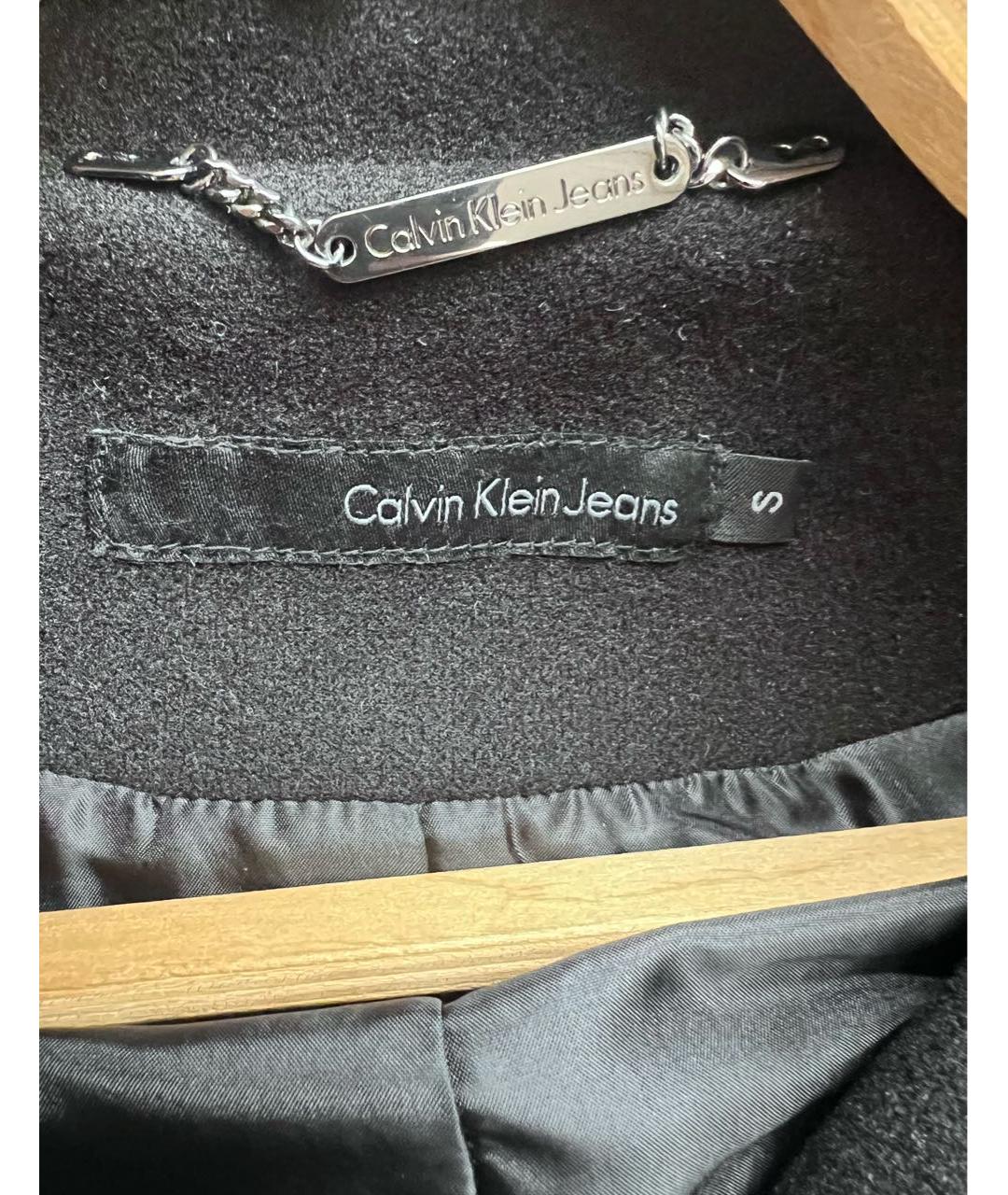 CALVIN KLEIN JEANS Черное шерстяное пальто, фото 3