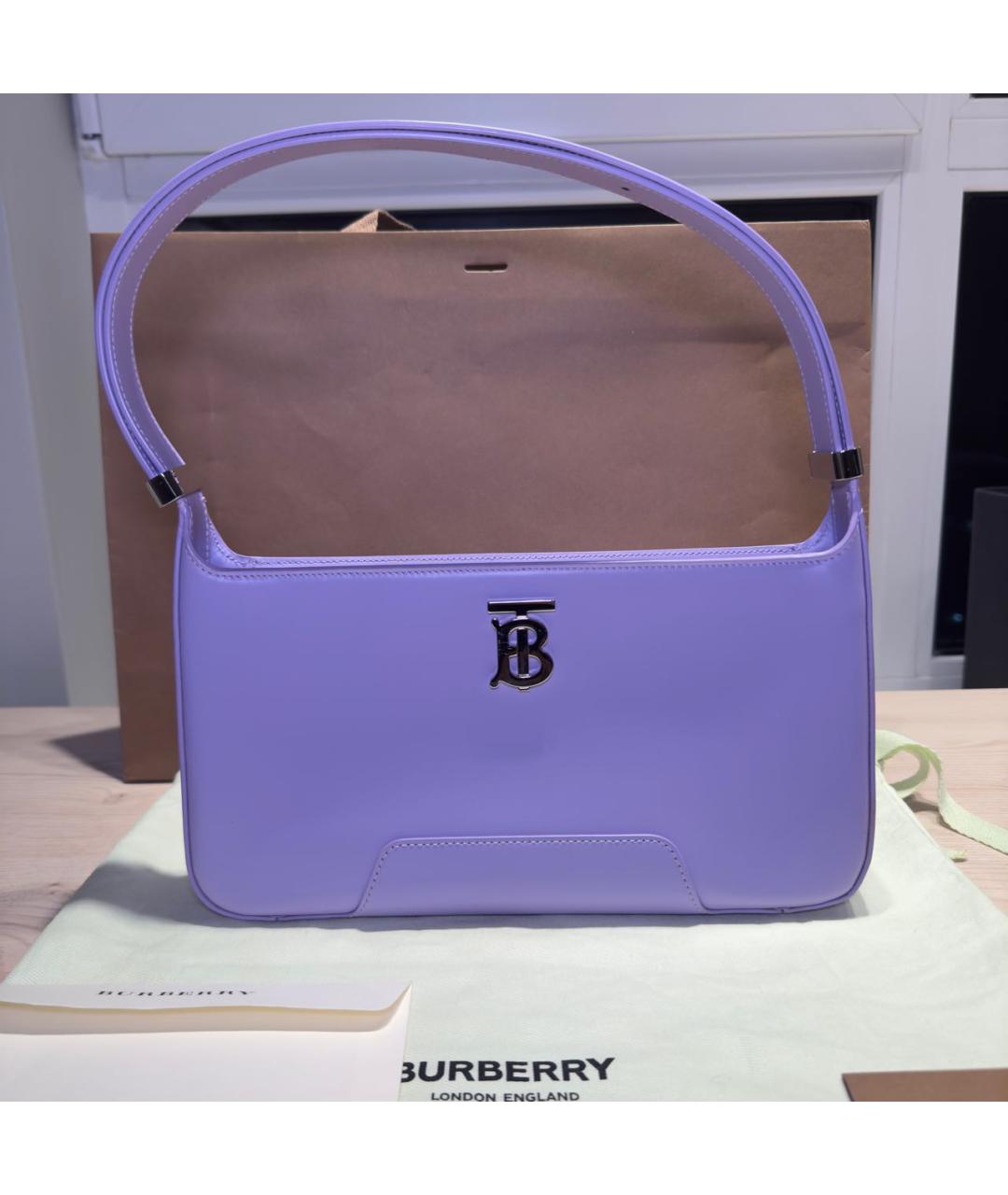 BURBERRY Фиолетовая кожаная сумка через плечо, фото 6