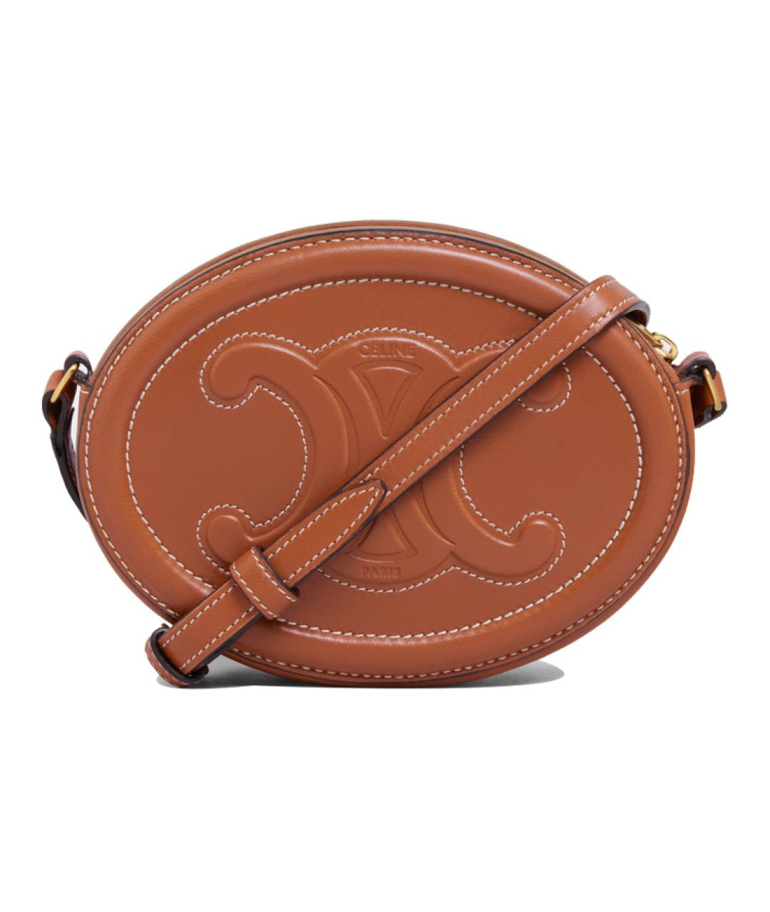CELINE Коричневая кожаная сумка через плечо, фото 3