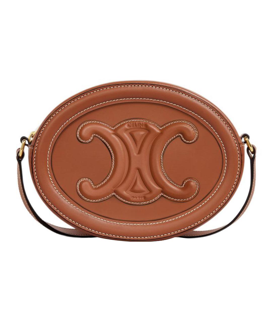 CELINE Коричневая кожаная сумка через плечо, фото 4