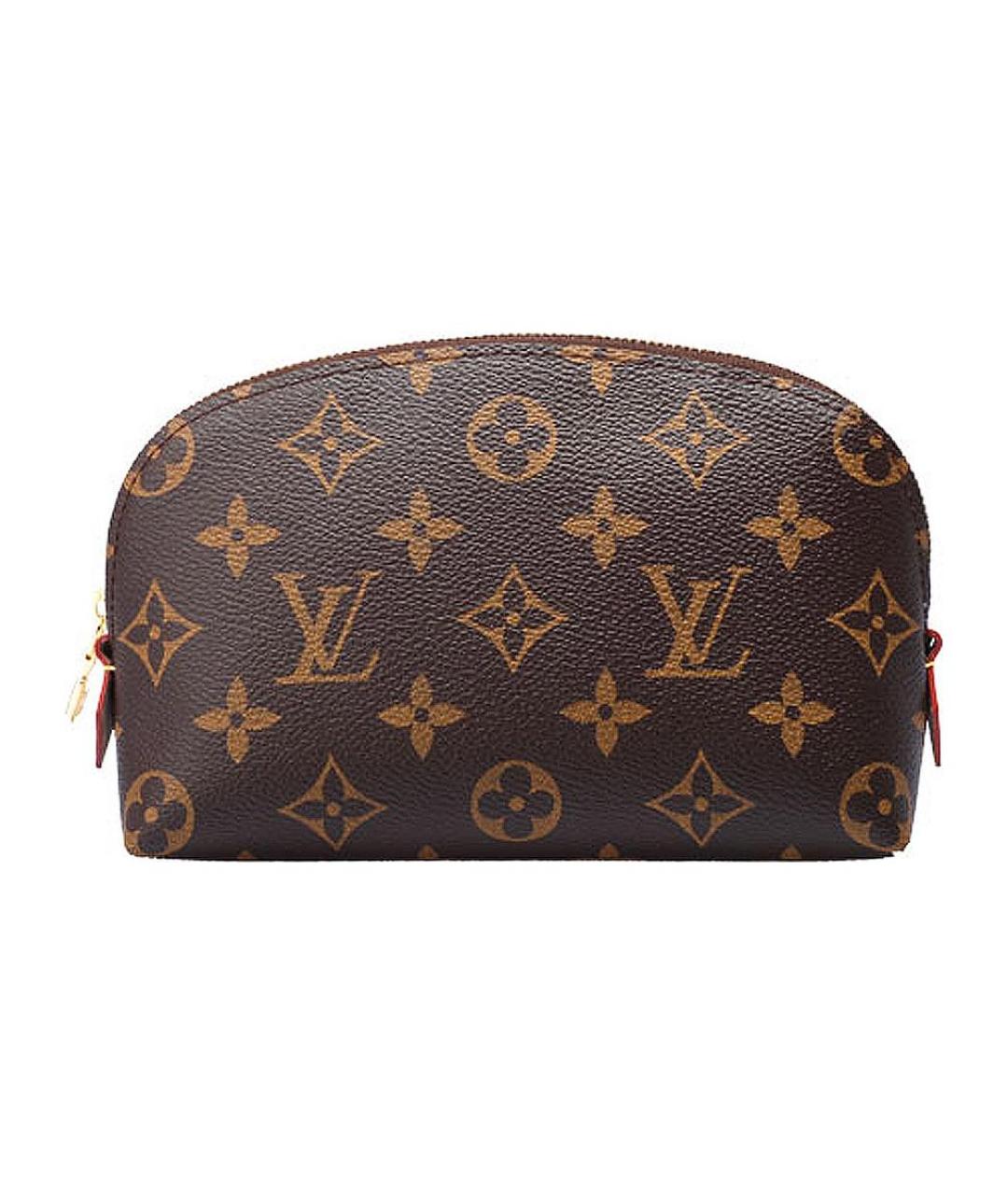 LOUIS VUITTON Коричневая кожаная косметичка, фото 3