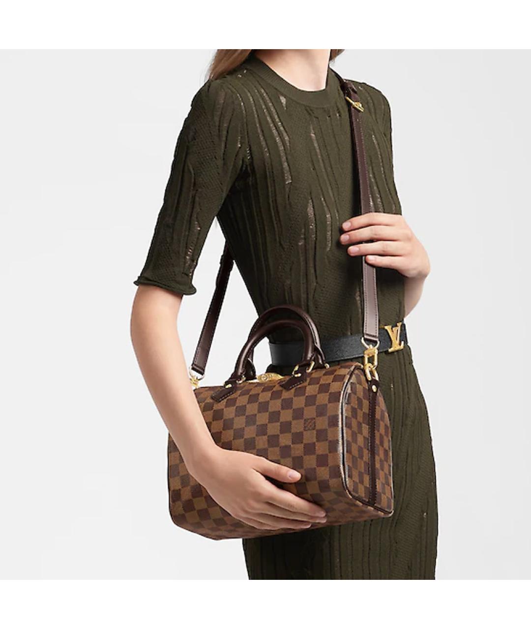 LOUIS VUITTON Коричневая кожаная сумка через плечо, фото 6