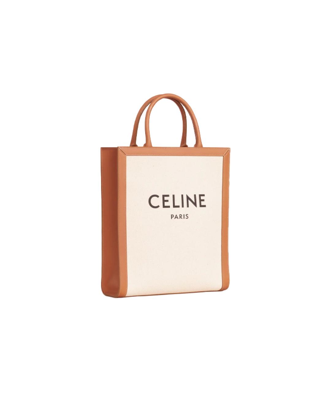 CELINE Бежевая тканевая сумка через плечо, фото 3