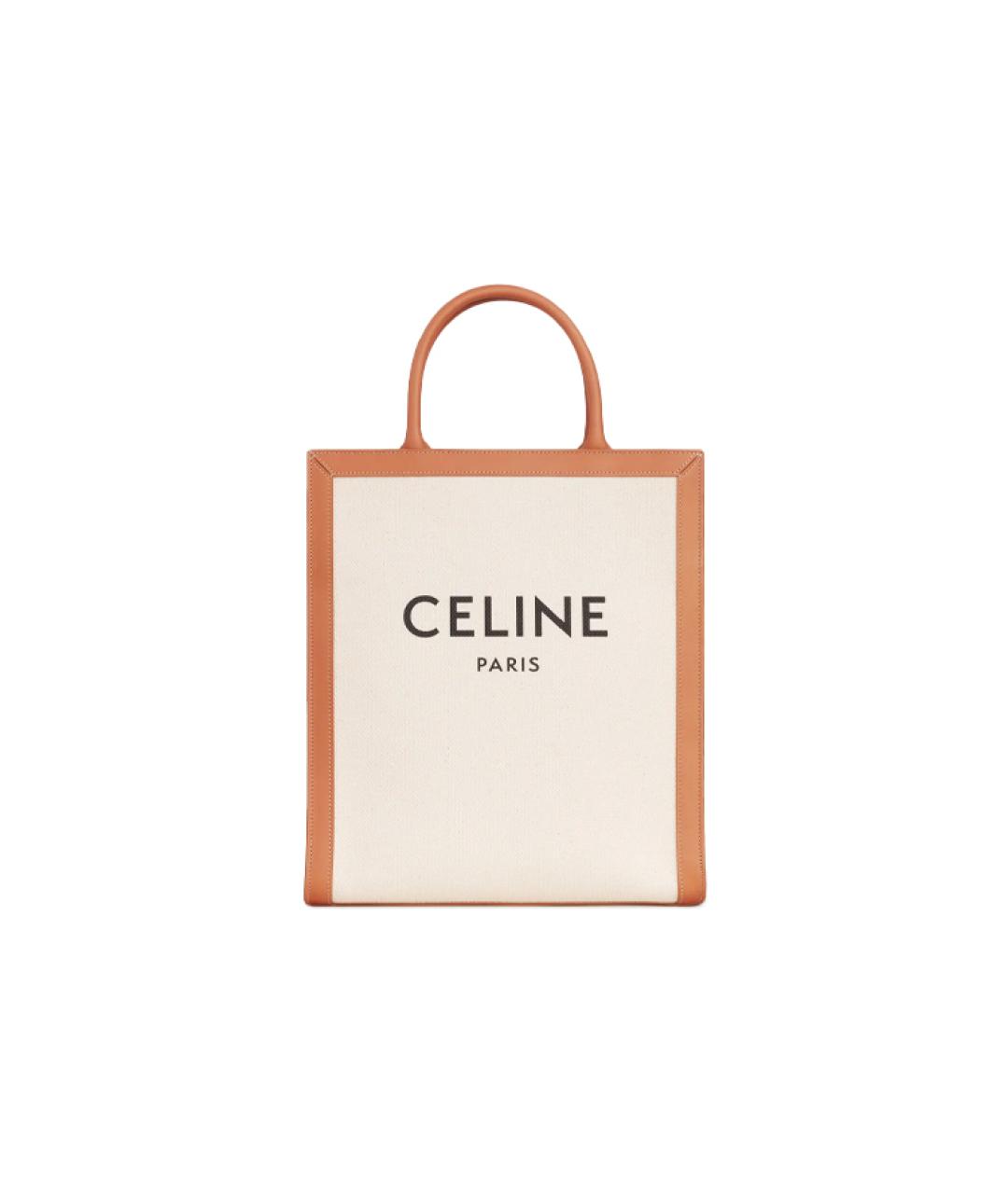 CELINE Бежевая тканевая сумка через плечо, фото 1