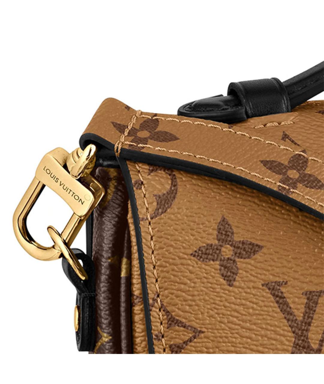 LOUIS VUITTON Коричневая кожаная сумка через плечо, фото 6