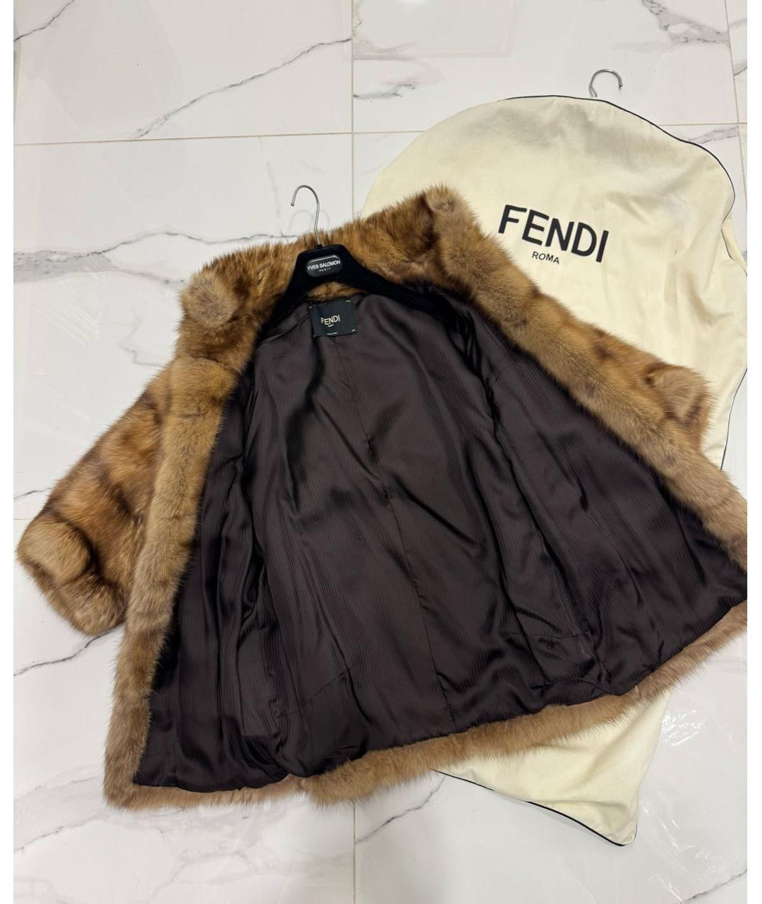 FENDI Коричневая меховая шуба, фото 6