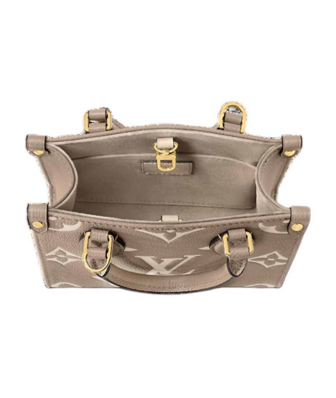 LOUIS VUITTON Бежевая кожаная сумка тоут, фото 4