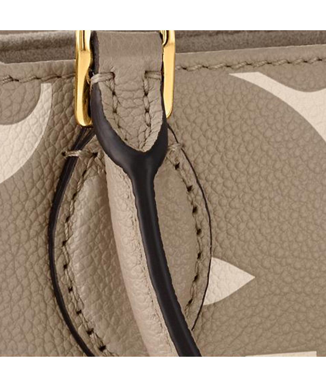 LOUIS VUITTON Бежевая кожаная сумка тоут, фото 7