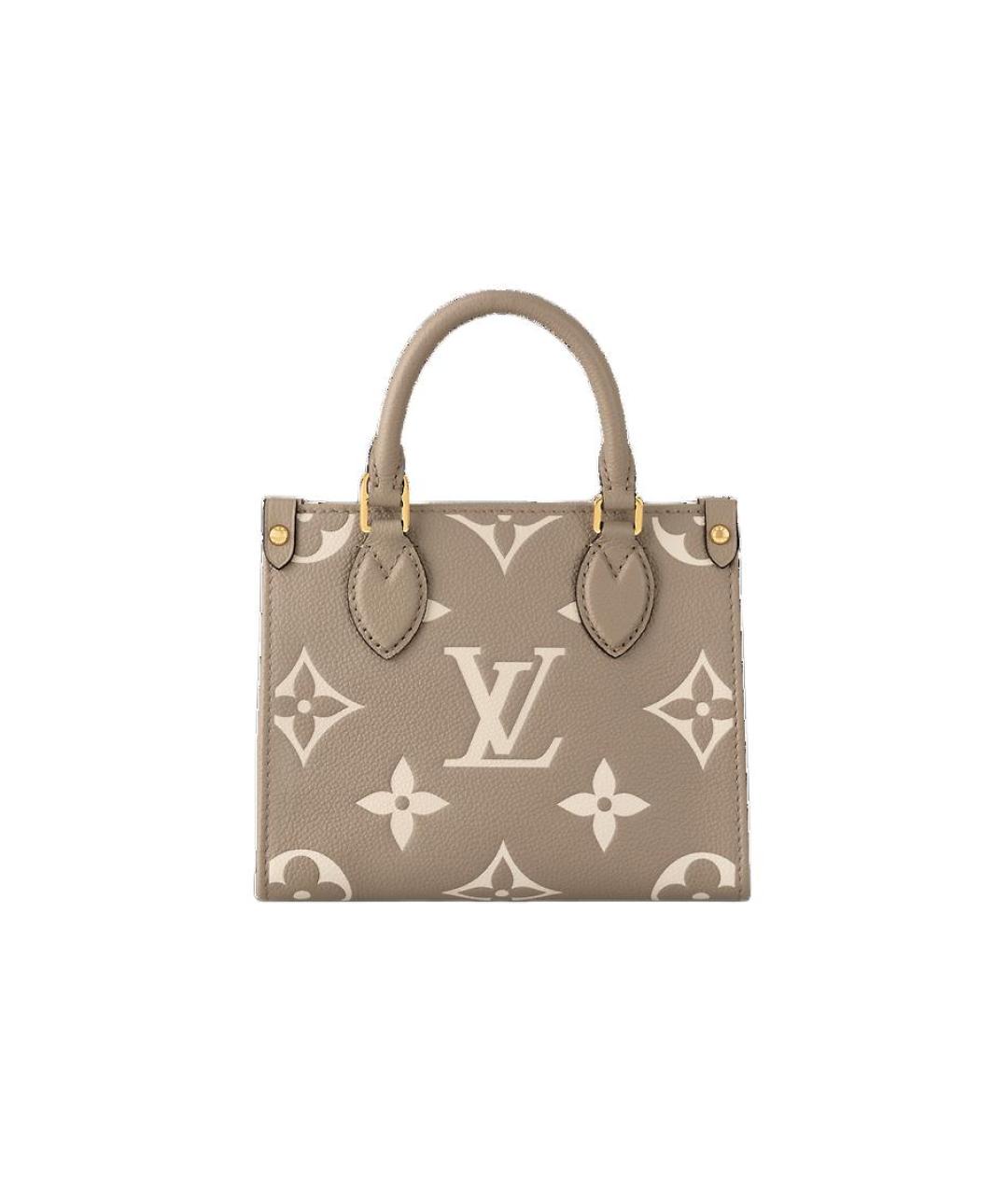 LOUIS VUITTON Бежевая кожаная сумка тоут, фото 3