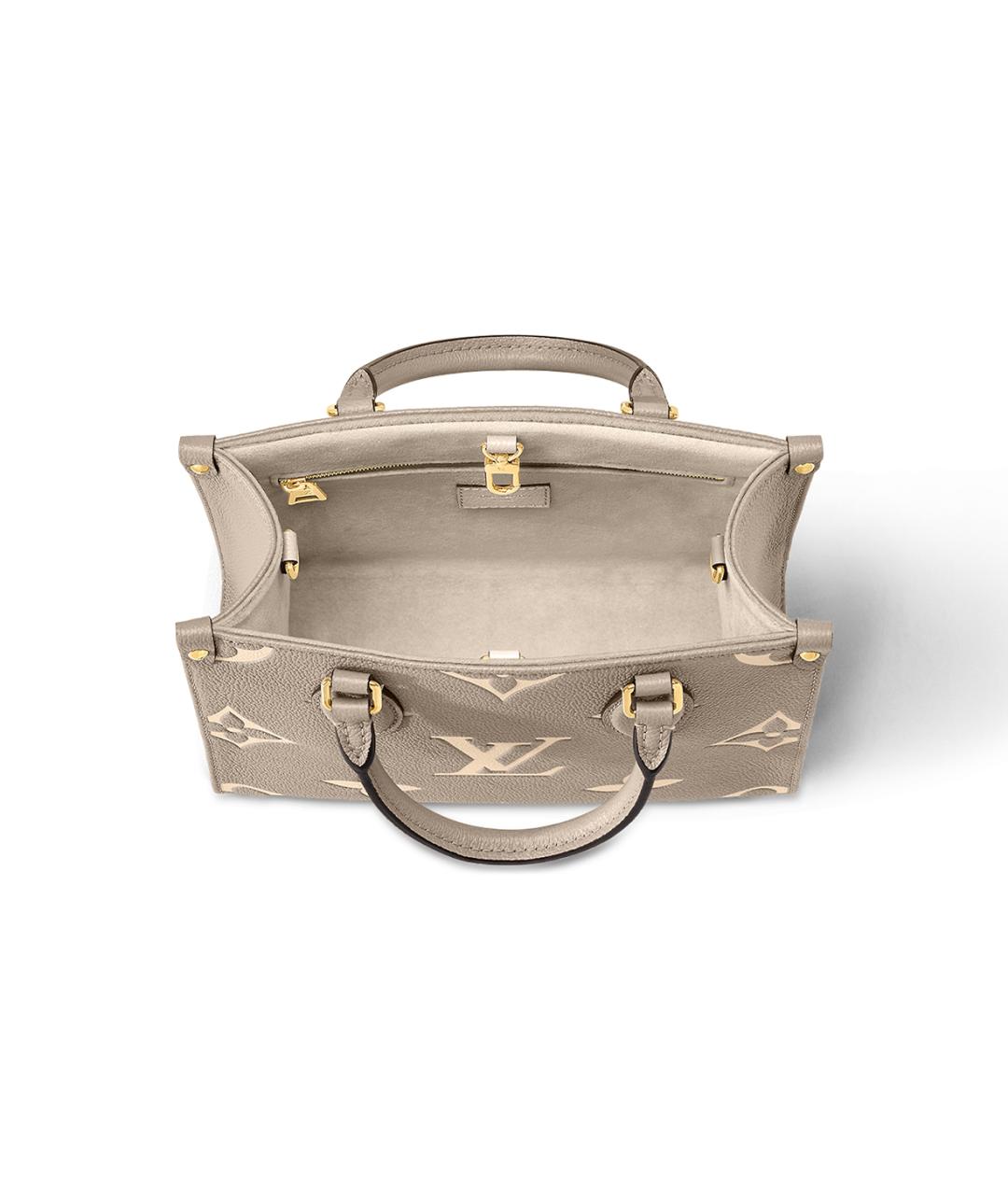 LOUIS VUITTON Бежевая кожаная сумка тоут, фото 4