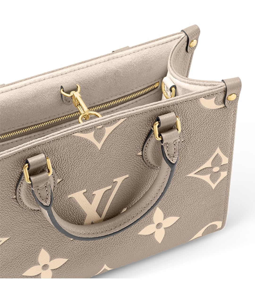 LOUIS VUITTON Бежевая кожаная сумка тоут, фото 5