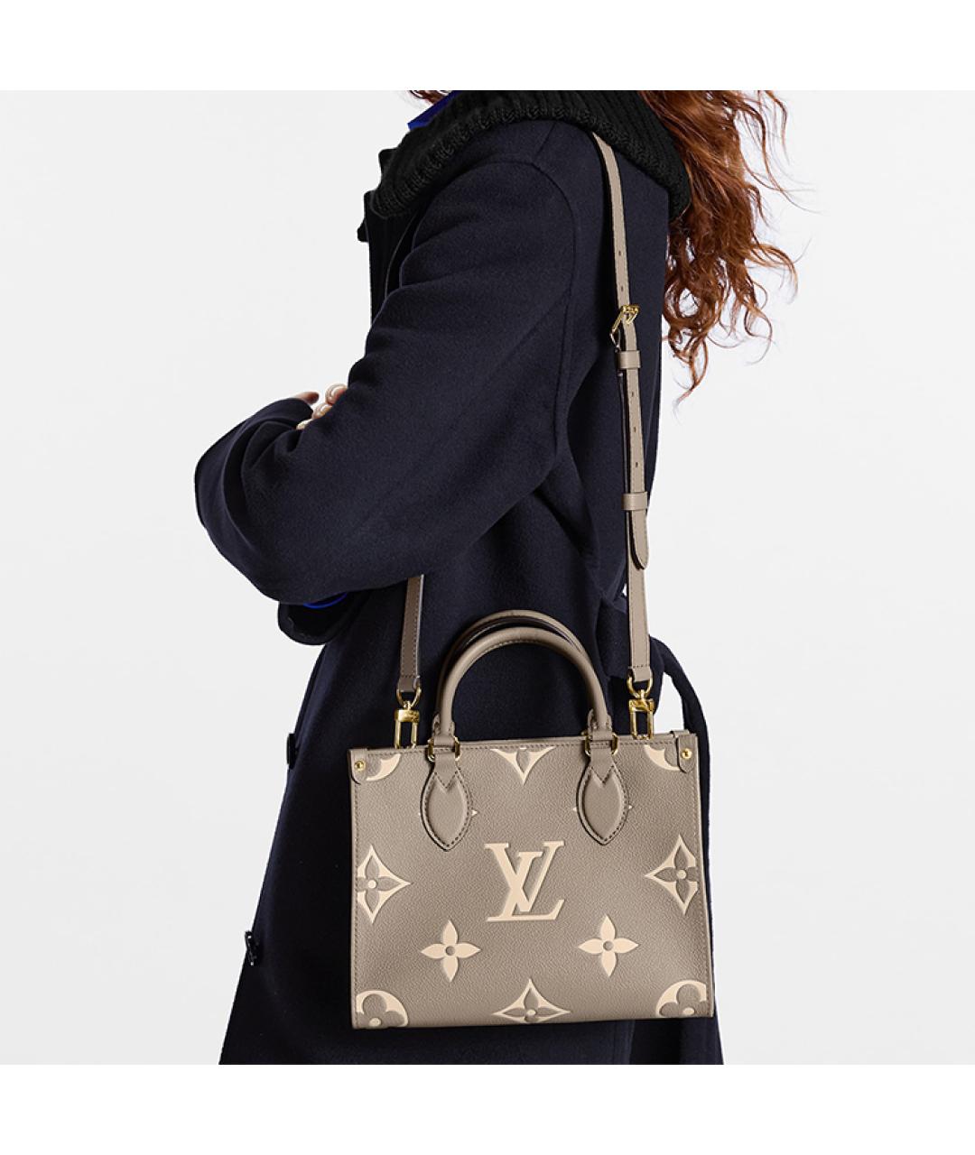 LOUIS VUITTON Бежевая кожаная сумка тоут, фото 7