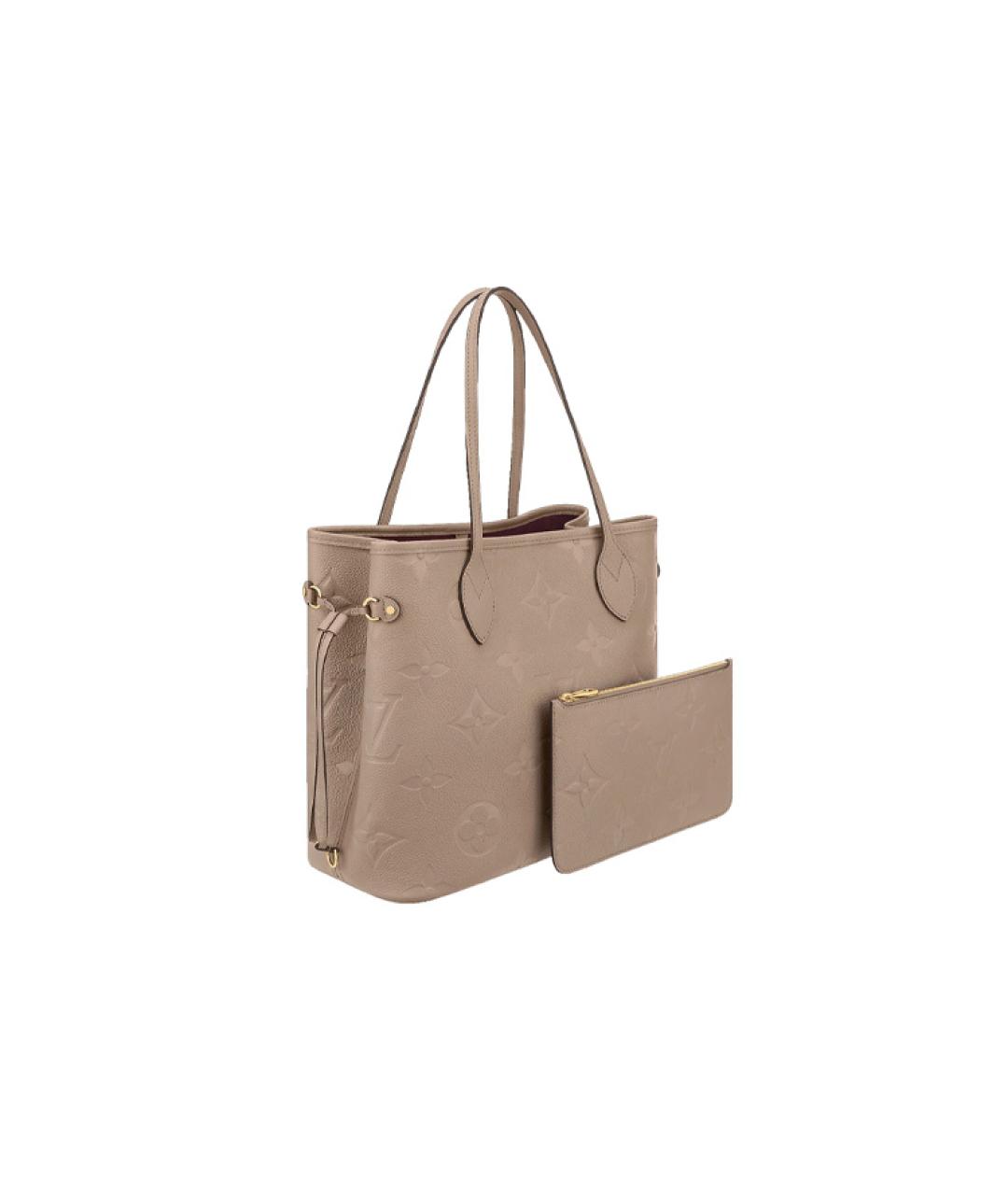 LOUIS VUITTON Бежевая кожаная сумка тоут, фото 3