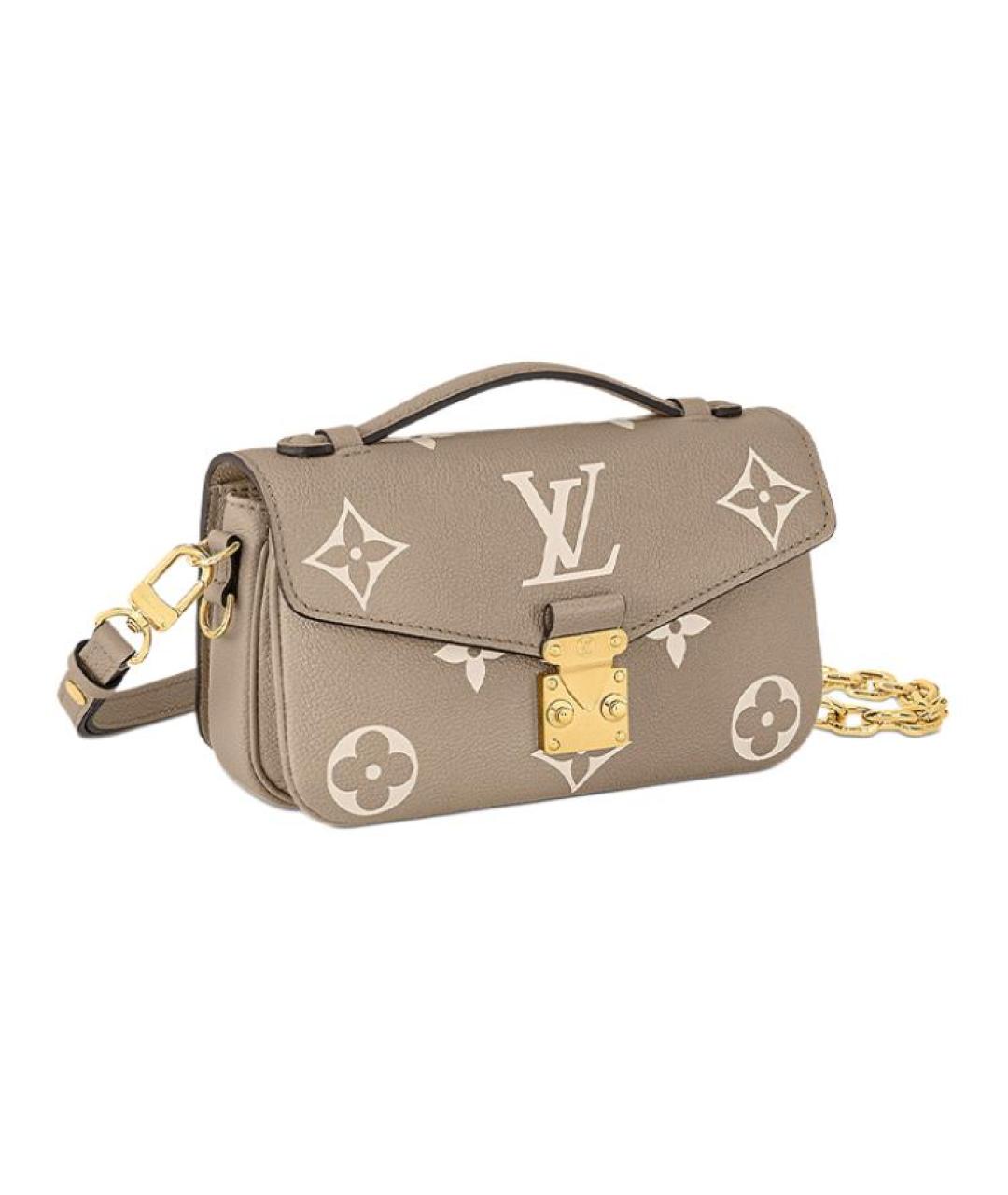 LOUIS VUITTON Серая кожаная сумка через плечо, фото 3