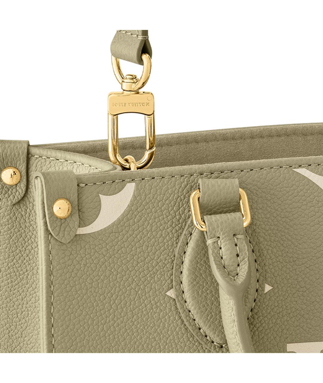 LOUIS VUITTON Хаки кожаная сумка тоут, фото 6